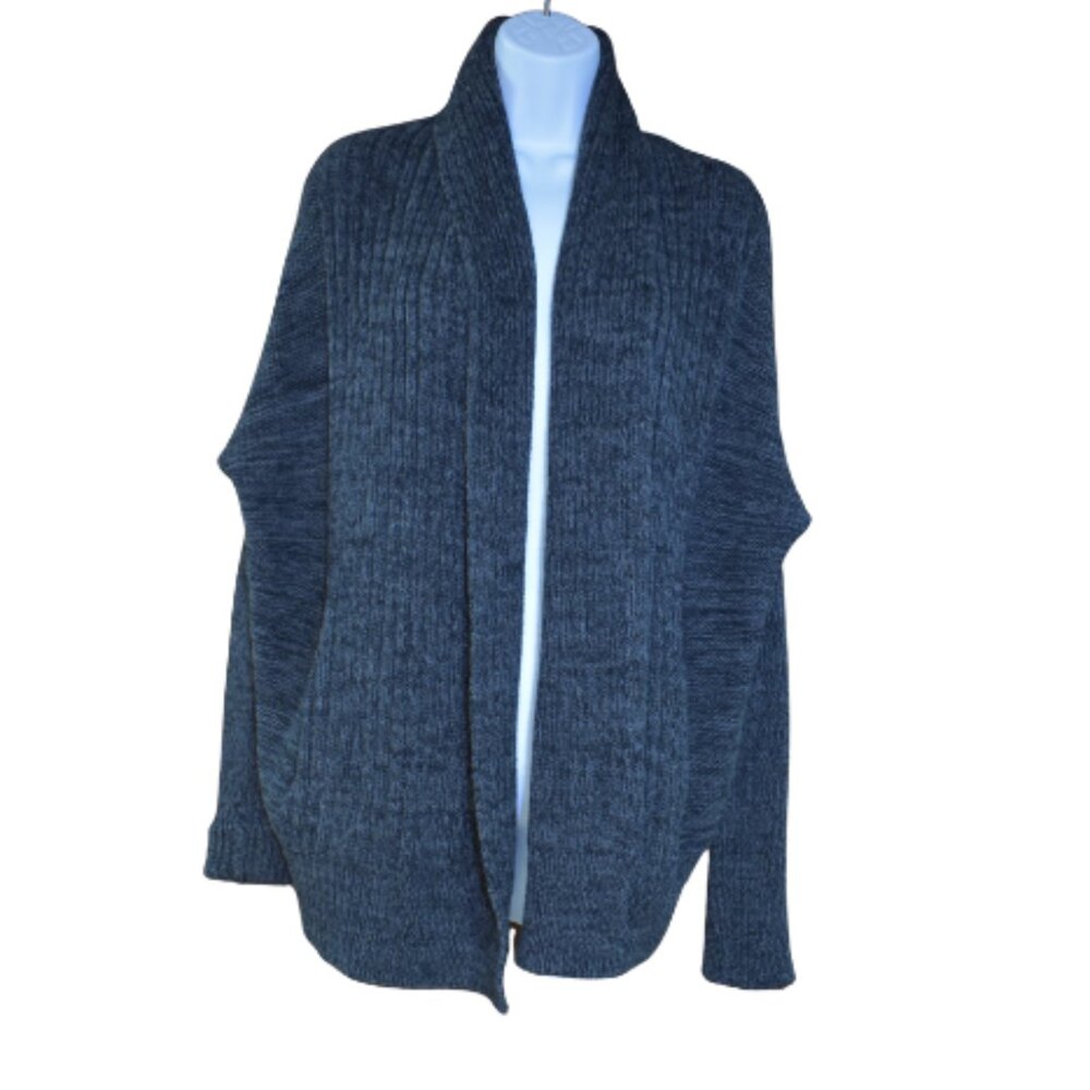 Ever Gray Wool Cotton Blend Oversized Open Front Cardigan Sweater Size Small